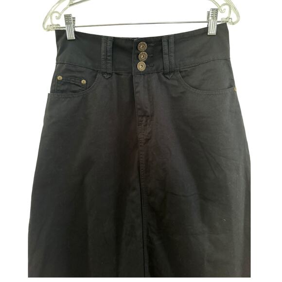 NWT ALSHARIFA 40" Long Denim Ladies Black Skirt size 30' waist size 10 - Picture 5 of 14
